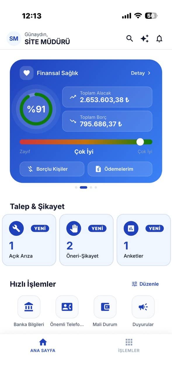Kendin Yönet mobil uygulaması: finansal sağlık göstergesi, talep-şikâyet sayaçları ve hızlı işlemler